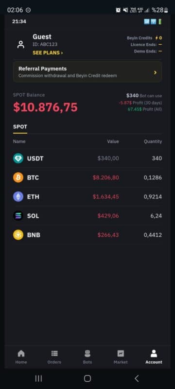 Beyin Finance Trading Bot Arayüzü